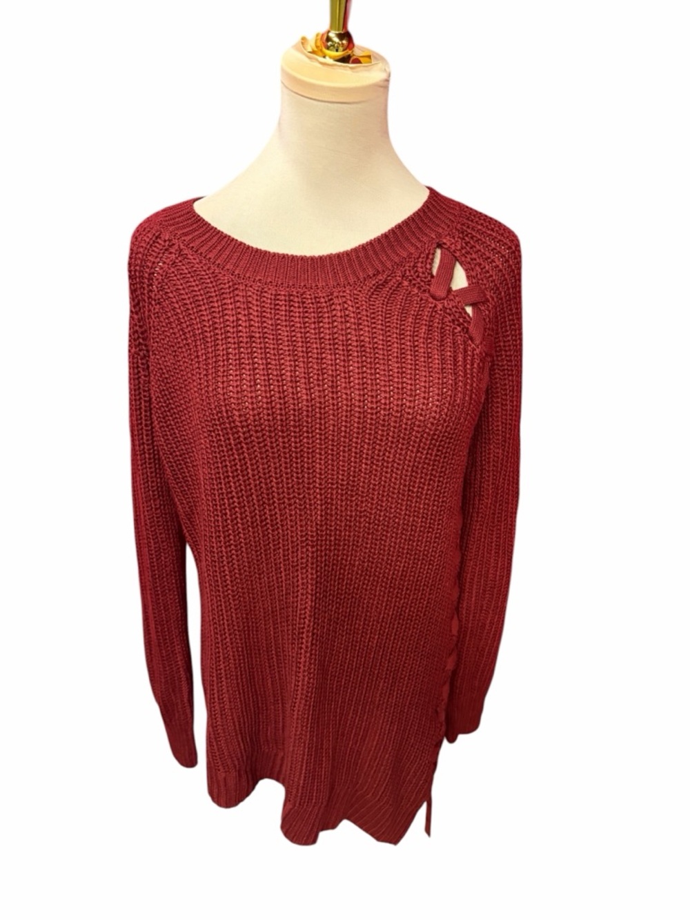 Rock & Republic Chunky Scoopneck Sweater in Wine Red